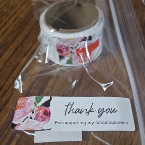 50 THANK YOU STICKERS Floral Design - 3" - NEW